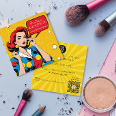 make-up artist Retro Pop Art Lady vrouw Wow Vierkante Visitekaartje