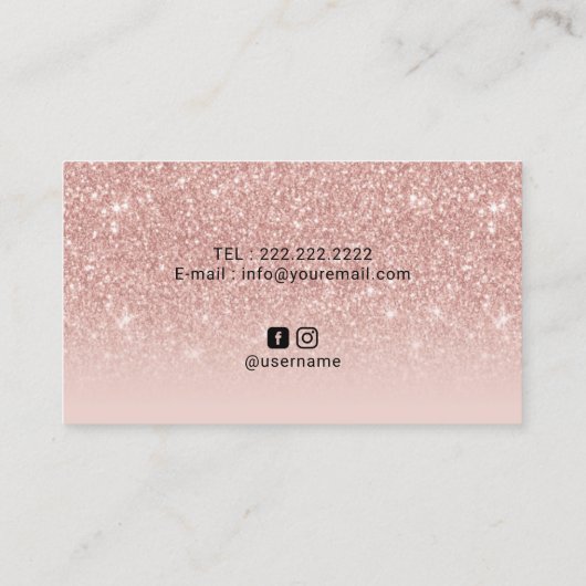 Make-up Artist Roos Gouden Glitter Elegante Handte Visitekaartje (Achterkant)