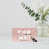 Make-up Artist Roos Gouden Glitter Elegante Handte Visitekaartje (Staand voorkant)