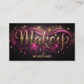 Make-up Artist roze Gold Drips Trendy Black Glitte Visitekaartje (Voorkant)