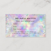 Make-up Artist Salon Holografische Glitter Afsprakenkaartje (Achterkant)