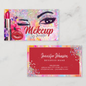 Make-up Artist Salon Holografische Glitter Rode Li Visitekaartje (Voorkant / Achterkant)