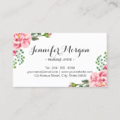 Make-up Artist Script Classy Floral Goud Gestreept Visitekaartje (Achterkant)