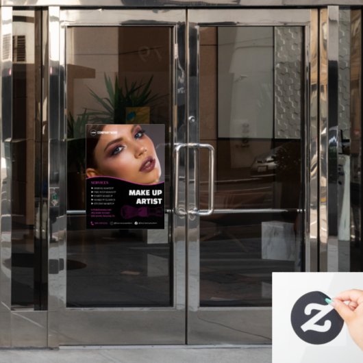 Make-up Artist Services-venster Cling Raamsticker (Kantoordeur)