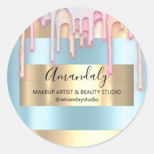 Make-up Artist Shop ingelijst Roos Goud Blauw Favo Ronde Sticker