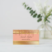 Make-up Artist Stylist Glam Roos Gold Glitter drup Visitekaartje (Staand voorkant)