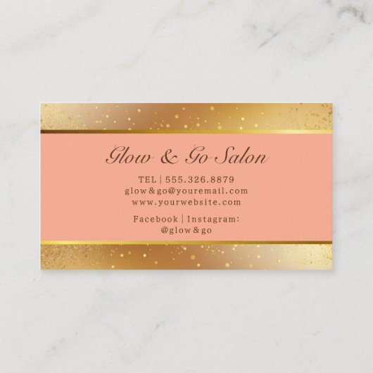 Make-up Artist Stylist Glam Roos Gold Glitter drup Visitekaartje (Achterkant)