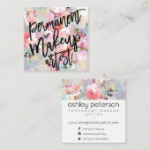 Make-up artist typografie moderne bloemen waterver vierkante visitekaartje (Voorkant / Achterkant)