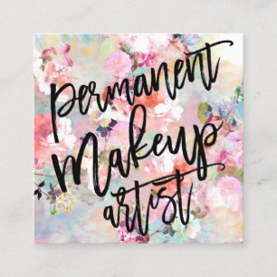 Make-up artist typografie moderne bloemen waterver vierkante visitekaartje