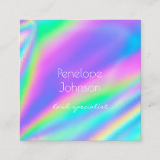 Make-up Artist Unicorn Holografisch Vierkante Visitekaartje