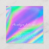 Make-up Artist Unicorn Holografisch Vierkante Visitekaartje (Achterkant)