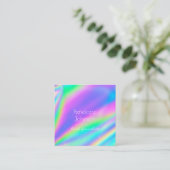 Make-up Artist Unicorn Holografisch Vierkante Visitekaartje (Staand voorkant)