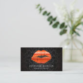 Make-up Artist Unieke 3D Gouden Rode Lippen Damask Visitekaartje (Staand voorkant)