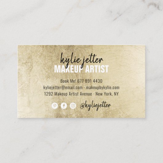 Make-up artist vet handtekening script chique goud visitekaartje (Achterkant)
