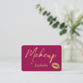 Make-up Artist Visitekaartjes - Goud en Roze (Staand voorkant)