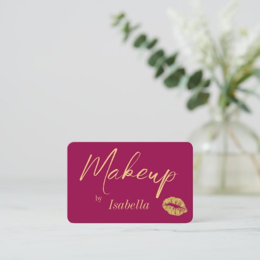 Make-up Artist Visitekaartjes - Goud en Roze (Staand voorkant)