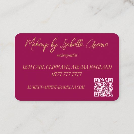 Make-up Artist Visitekaartjes - Goud en Roze (Achterkant)