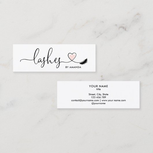Make-up artist wenkbrauw ogen wimpers hart mini visitekaartje (Voorkant / Achterkant)