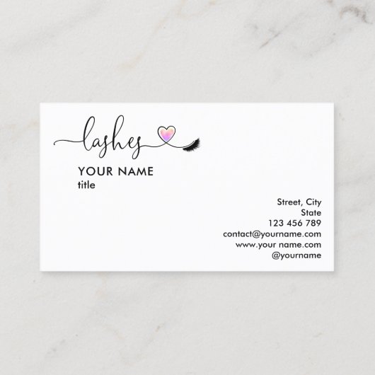 Make-up artist wenkbrauw ogen wimpers hart visitekaartje (Achterkant)