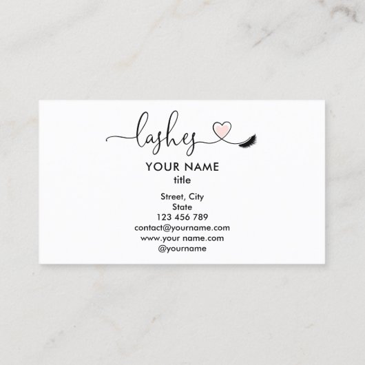 Make-up artist wenkbrauw ogen wimpers hart visitekaartje (Achterkant)