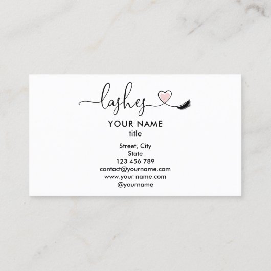 Make-up artist wenkbrauw ogen wimpers hart visitekaartje (Achterkant)