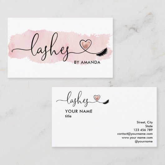 Make-up artist wenkbrauw ogen wimpers hart visitekaartje (Voorkant / Achterkant)