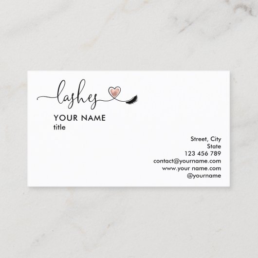 Make-up artist wenkbrauw ogen wimpers hart visitekaartje (Achterkant)