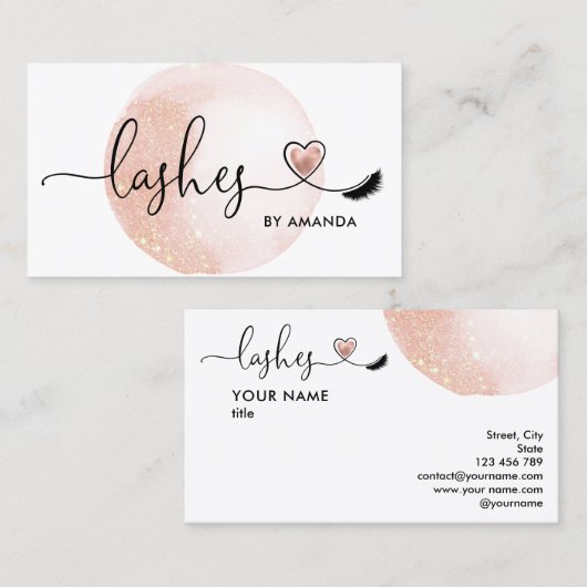 Make-up artist wenkbrauw ogen wimpers hart visitekaartje (Voorkant / Achterkant)
