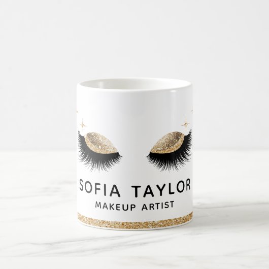 Make-up artist Wenkbrauwen Lashes Glitter Gold Sep Koffiemok (Center)