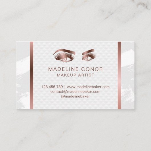 Make-up artist Wenkbrauwen Lashes Glitter Roos Gol Visitekaartje (Achterkant)