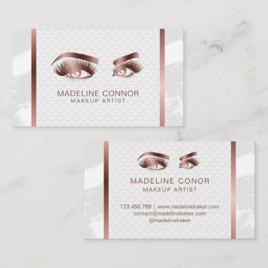 Make-up artist Wenkbrauwen Lashes Glitter Roos Gol Visitekaartje (Voorkant / Achterkant)