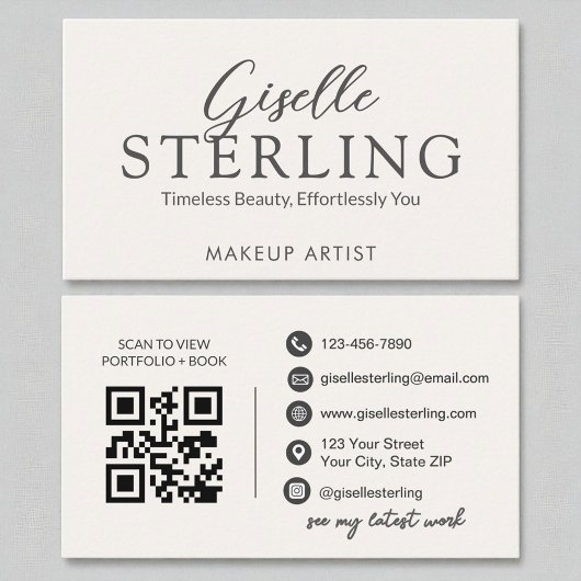 Make-up Artist White Script Moderne QR-code Visitekaartje