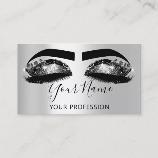 Make-up Artist Wimper Microblading Zilver Zwart Visitekaartje (Voorkant)