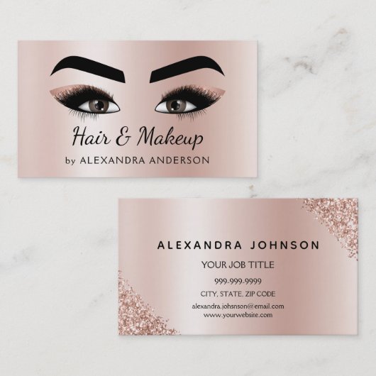 Make-up Artist Wimpers Make-up Roos Gold Visitekaartje (Voorkant / Achterkant)