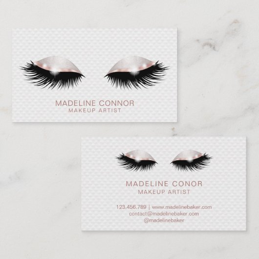 Make-up artist wimpers ogen Roos gouden glitter Visitekaartje (Voorkant / Achterkant)
