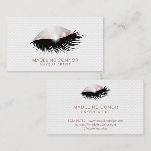 Make-up artist wimpers ogen Roos gouden glitter Visitekaartje (Voorkant / Achterkant)