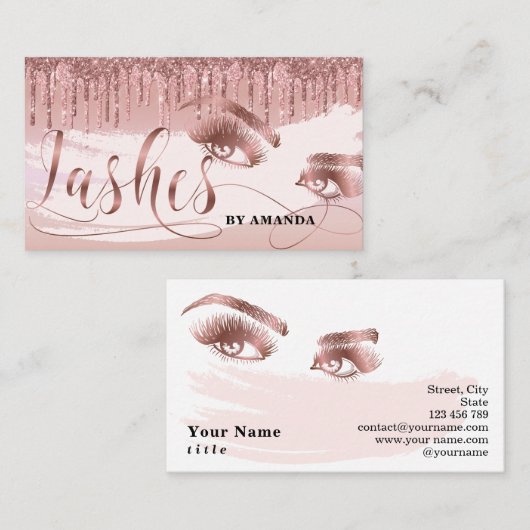 Make-up artist wimpers oog wimpers druppelen Roos  Visitekaartje (Voorkant / Achterkant)