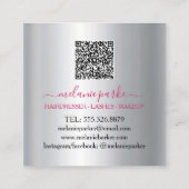 Make-up Artist Wimpers QR Code Zilver Vierkante Visitekaartje (Achterkant)