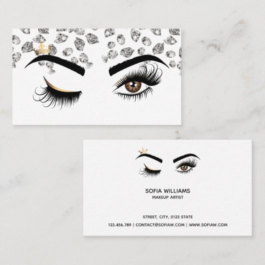 Make-up artist Wink Eye Beauty Salon Diamonds Visitekaartje (Voorkant / Achterkant)