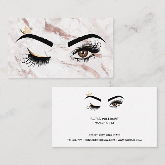 Make-up artist Wink Eye Roos Gold Marble Lashes Visitekaartje (Voorkant / Achterkant)