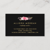 Make-up Artist Zwart Goud Script Floral Wrap Visitekaartje (Achterkant)