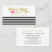 Make-up artist zwart witte strepen met roze lippen visitekaartje (Voorkant / Achterkant)