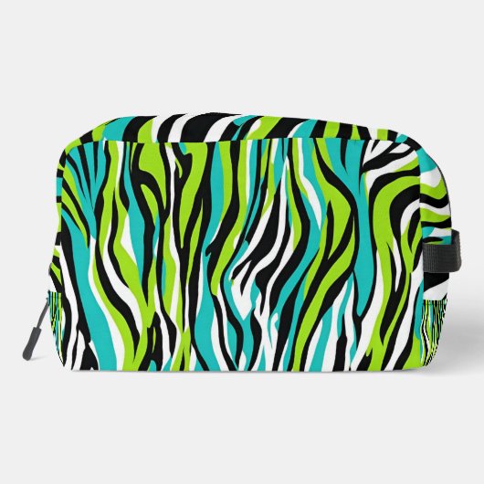 Make-up Bag Blauwgroen Blauw Groen Zebra Animal Pr Toilettasje (Achterkant)