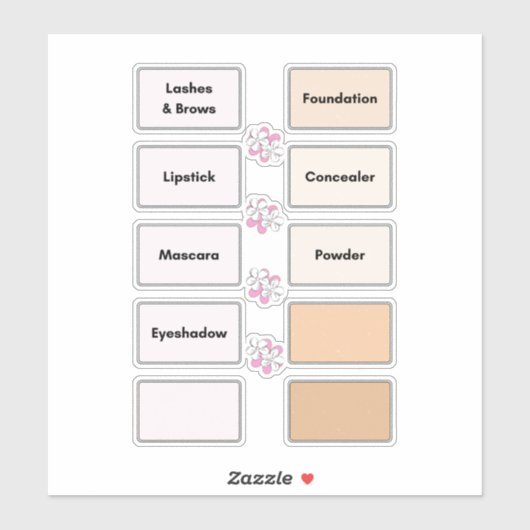 Make-up Bak Organisatie Vanity Vinyl Labels (Vel)