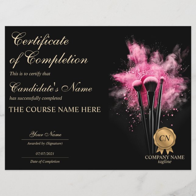 Make-up Beauty Certificaat van Voltooiing Award (Voorkant)