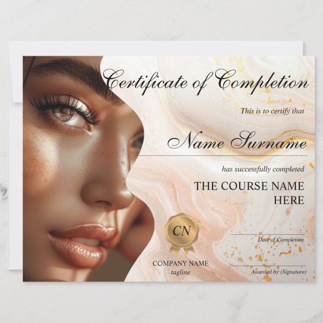 Make-up Beauty Certificaat van Voltooiing Award (Voorkant)