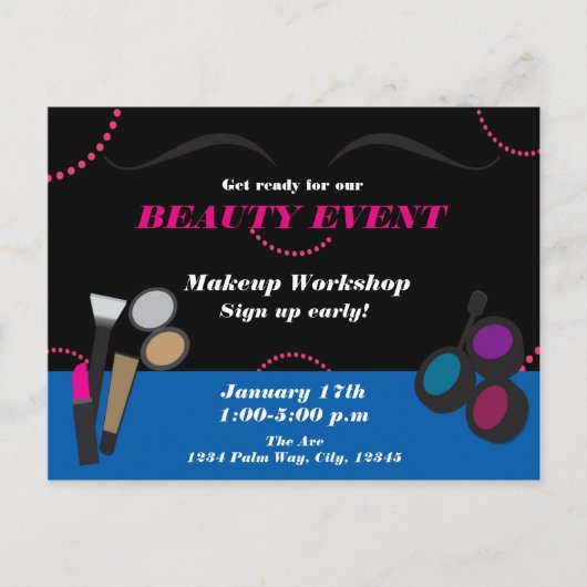 Make-up Beauty Event Workshop Flyer Briefkaart adv (Voorkant)