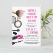 Make-up Beauty Glamour Verjaardagsfeestje Uitnodig Kaart (Staand voorkant)