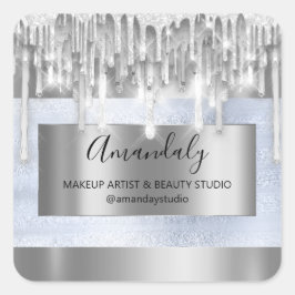 Make-up Beauty Glitter Silver Lijst Dank u Vierkante Sticker