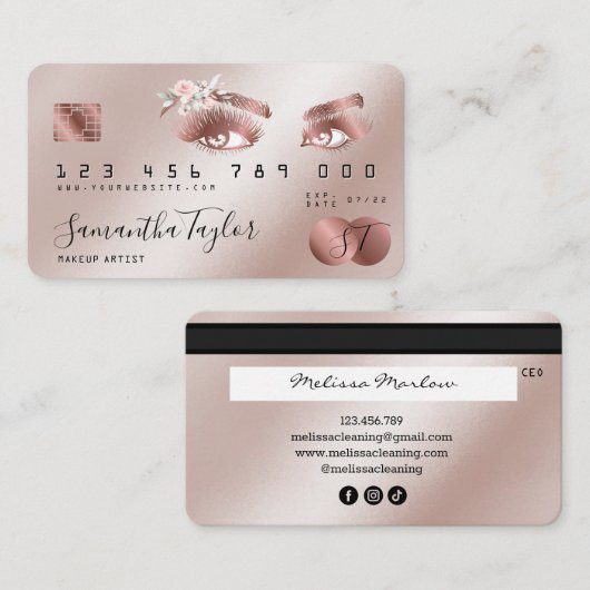 Make-up Beauty Roos Gold Eyes Credit Kaart Visitekaartje (Voorkant / Achterkant)